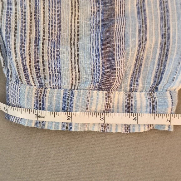 Land's End Linen Blouse sz 6-8 blue stripes - Picture 10 of 12